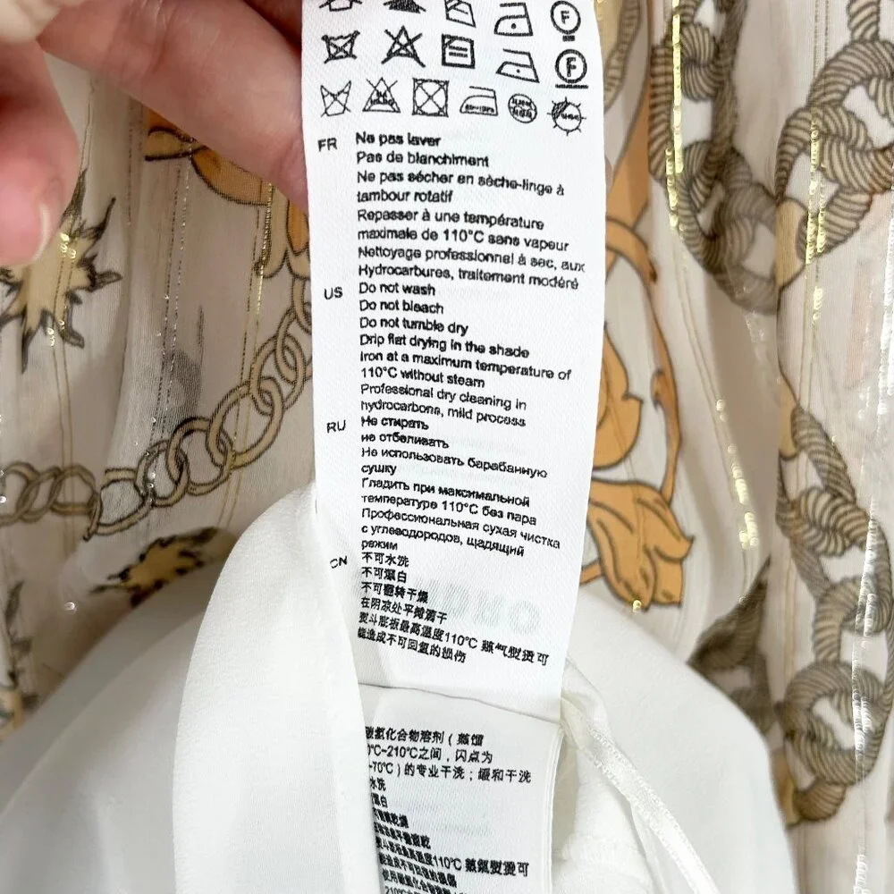 NWT Sandro Valldemossa Metallic Scarf Print Cutout Maxi Dress 36 - Picture 11 of 14